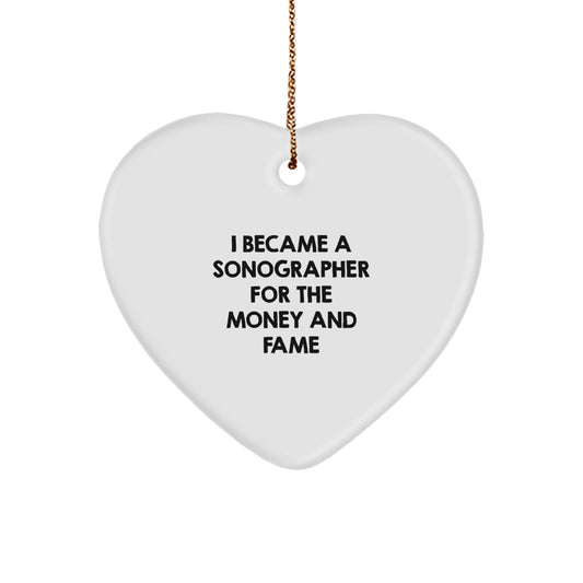 Sonographer Gifts from Women for Men, Funny Quote Heart Ornament, Christmas Unique Gifts - Image 1