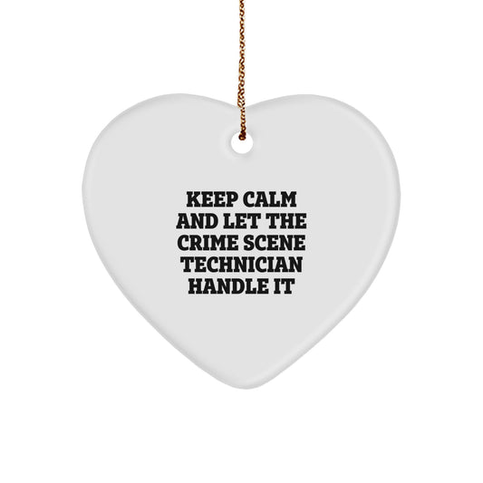Funny Crime Scene Technician Heart Ornament Gifts for Men from Friends, Christmas Unique Gifts, Keep Calm and Let Handle It - Image 1