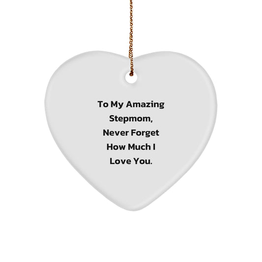 Funny Stepmom Heart Ornament Gifts from Men to Stepmom, Cute Inspirational Quote, Christmas Unique Gifts - Image 1