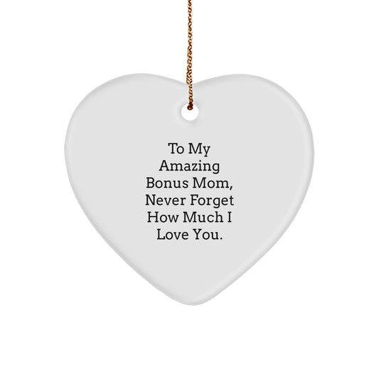 Funny Bonus Mom Gifts from Family - Heart Ornament To My Amazing Bonus Mom - Christmas Unique Decorations - Image 1