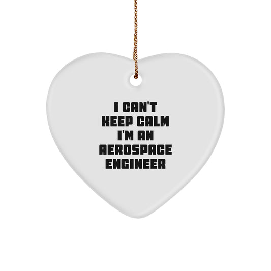 Funny Aerospace Engineer Gifts from Friends - I Can't Keep Calm I'm An Aerospace Engineer Heart Ornament for Christmas - Image 1
