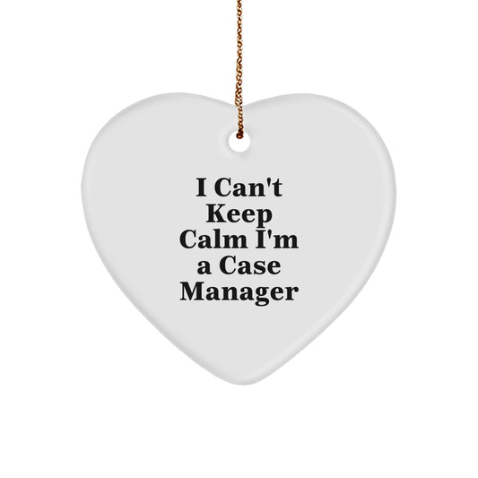 Funny Case Manager Gifts from Friends - 'I Can't Keep Calm I'm A Case Manager' Heart Ornament for Case Manager, Unique Christmas Unique Gifts for Women, Friends, Coworkers, Family - Image 1