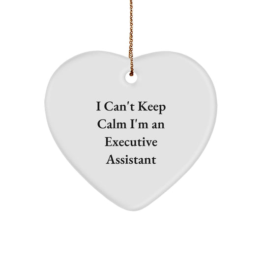 Funny Executive Assistant Christmas Unique Gifts from Men to Women Coworkers Heart Ornament I Can't Keep Calm - Image 1