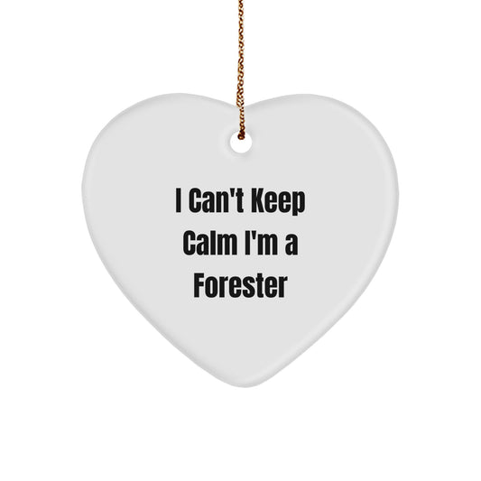 I Can't Keep Calm I'm A Forester Heart Ornament, Funny Forester Gifts, Christmas Unique Gifts from Friends, Gifts for Forester - Image 1