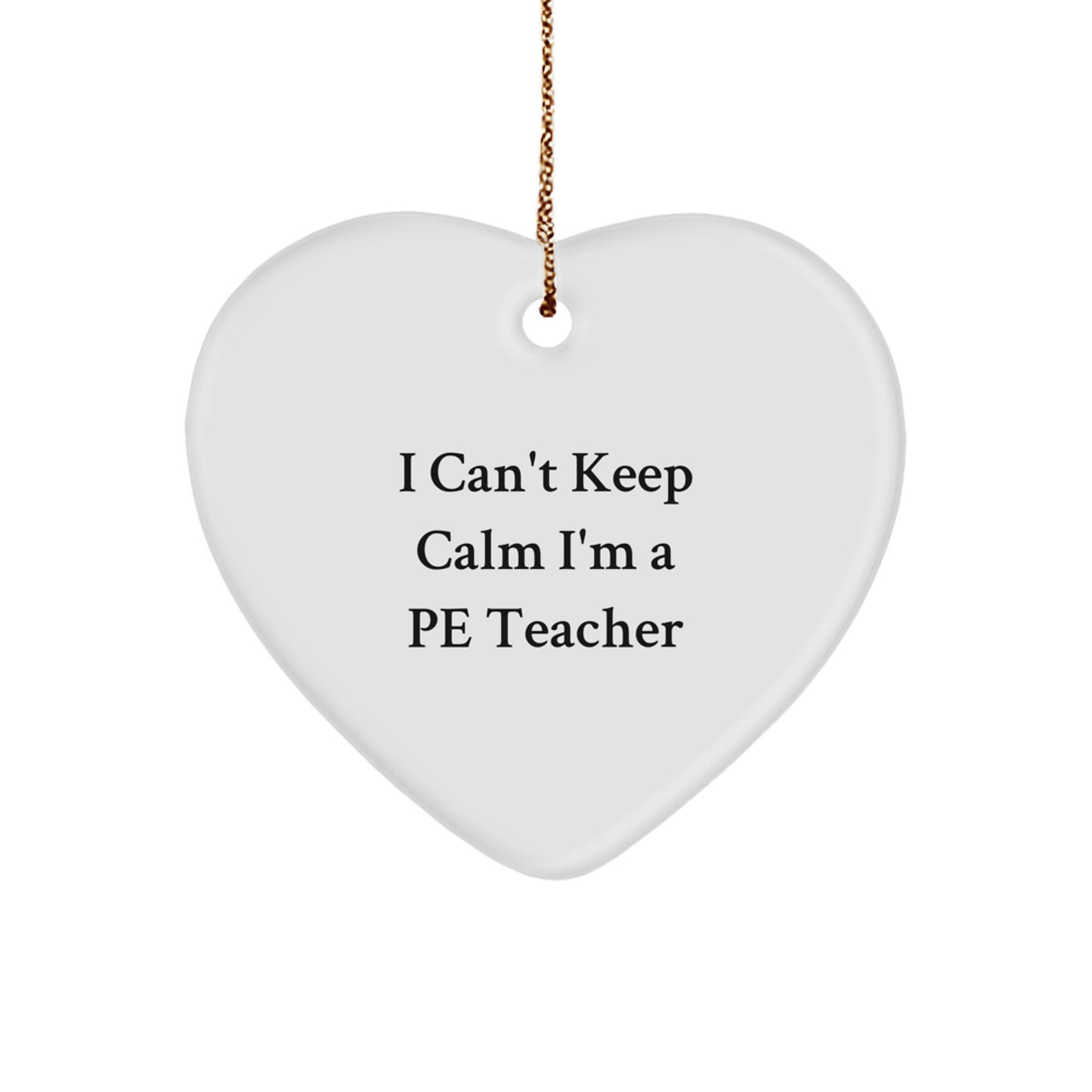 Funny PE Teacher Gifts from Men, I Can't Keep Calm I'm A PE Teacher, Heart Ornament for PE Teachers, Unique Christmas Unique Gifts - Image 1