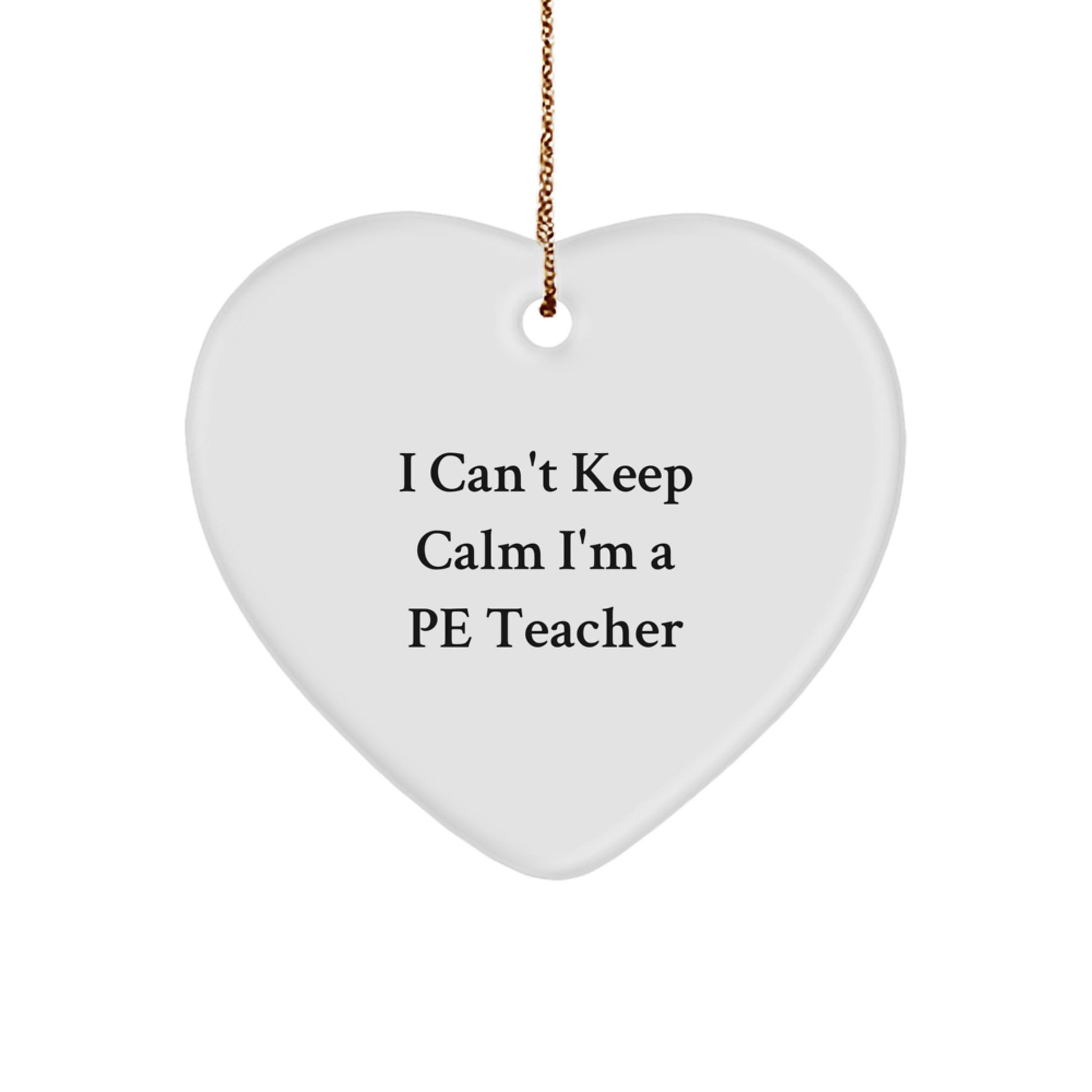Funny PE Teacher Gifts from Men, I Can't Keep Calm I'm A PE Teacher, Heart Ornament for PE Teachers, Unique Christmas Unique Gifts - Image 1