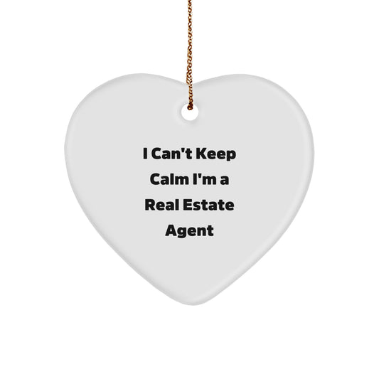 Funny Real Estate Agent Heart Ornament, Gifts from Men to Real Estate Agent, I'm a Real Estate Agent Christmas Unique Gifts - Image 1