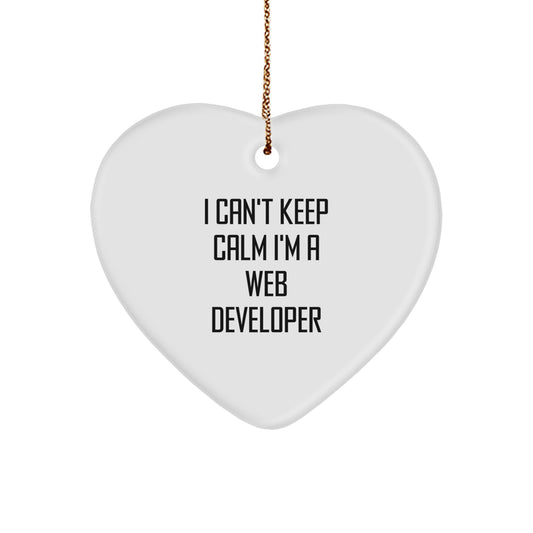 Funny Web Developer Gifts for Men - I Can't Keep Calm I'm A Web Developer Heart Ornament, Christmas Memorable Present from Friends, Coworkers, Family - Unique Web Developer Gift - Image 1