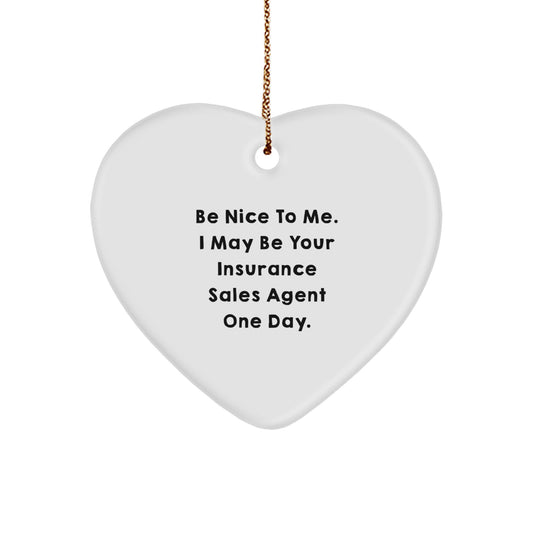 Funny Insurance Sales Agent Heart Ornament Gifts from Men for Women at Christmas Unique Office Decor - Image 1