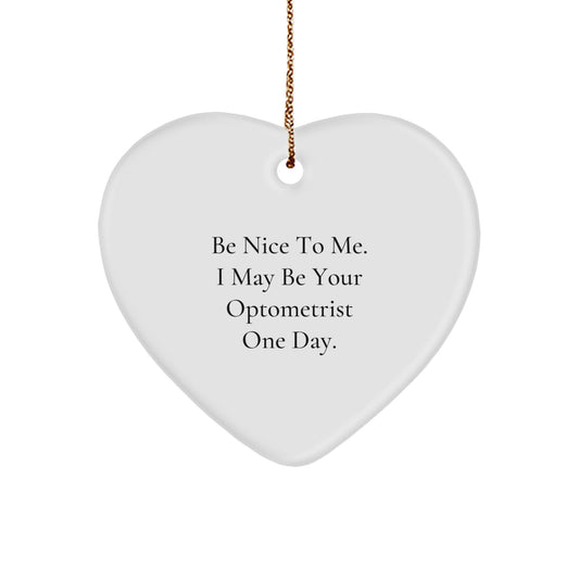 Funny Optometrist Heart Ornament Gifts from Friends and Family for Men and Women Optometrists, Be Nice To Me. I May Be Your Optometrist One Day. Christmas Unique Decorations - Image 1