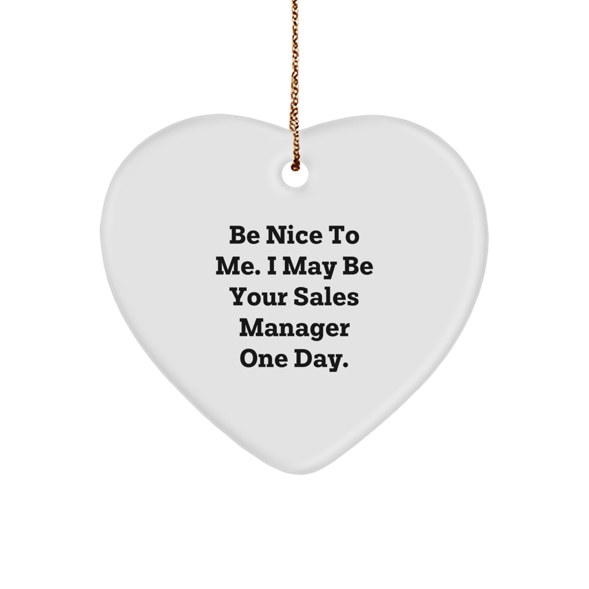 Funny Sales Manager Gifts from Friends, Coworkers, or Family - 'Be Nice To Me. I May Be Your Sales Manager One Day.' Heart Ornament for Christmas - Image 1