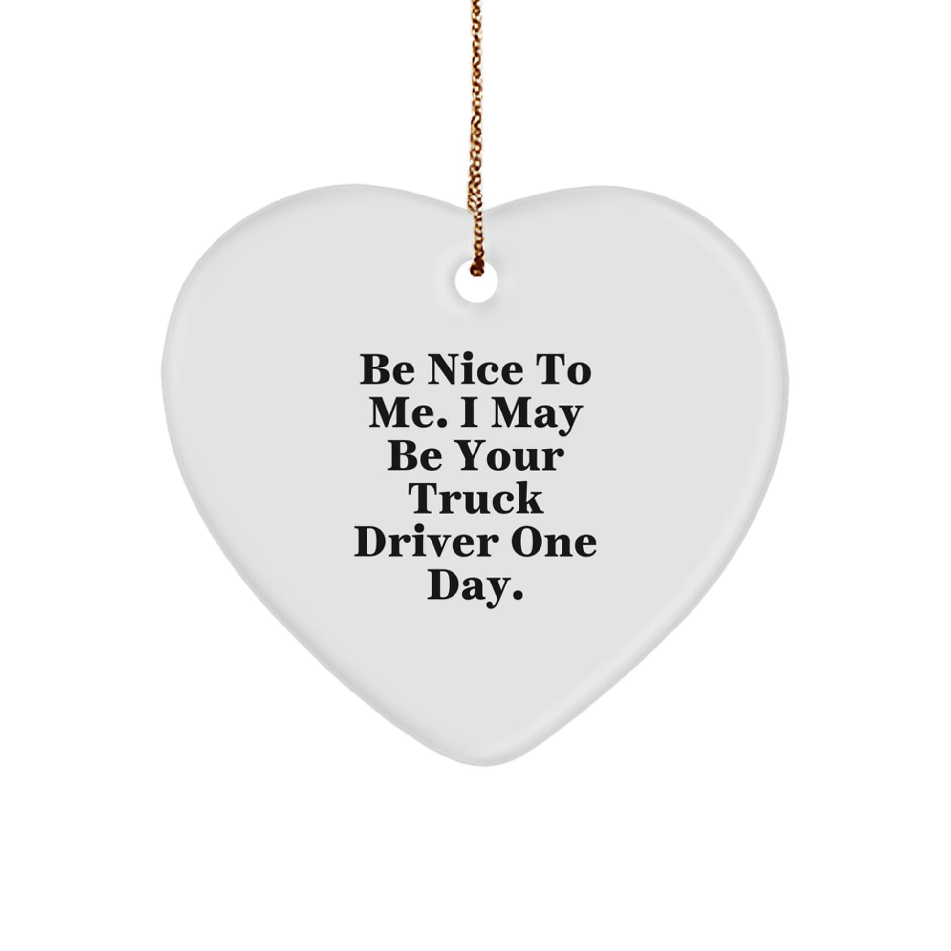 Funny Truck Driver Heart Ornament Gifts from Friends Coworkers and Family - Be Nice To Me One Day Heart-Shaped Decoration - Image 1
