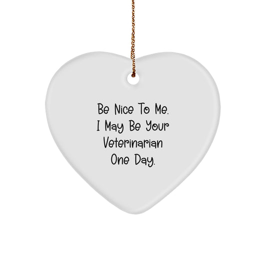 Funny Gift for Veterinarians, Heart Shaped Ornament, Be Nice To Me, Christmas Unique Gifts from Family to Veterinarian Friends - Image 1