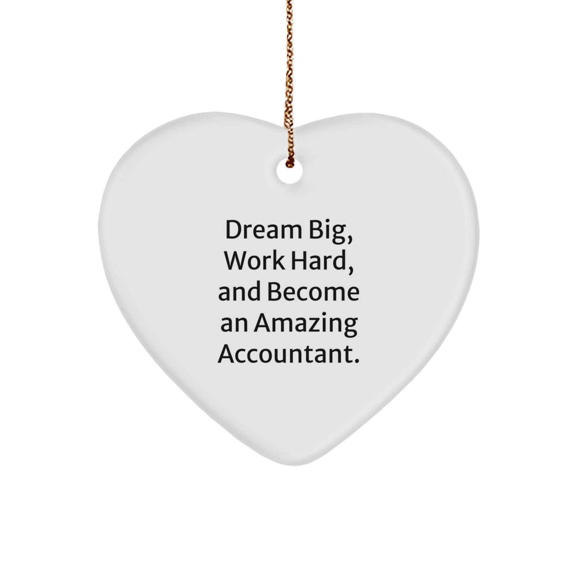 Accountant Gifts for Him or Her - Inspirational Heart Ornament with 'Dream Big, Work Hard, And Become An Amazing Accountant' - Image 1