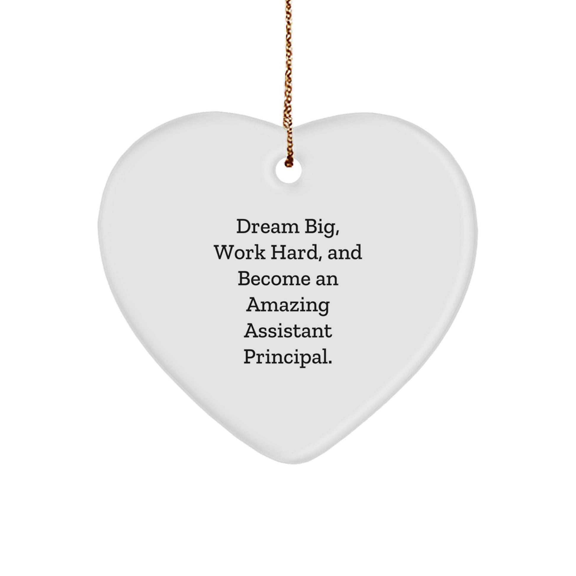 Inspirational Gifts from Men for Assistant Principal, Funny Heart Ornament, Dream Big, Work Hard - Image 1