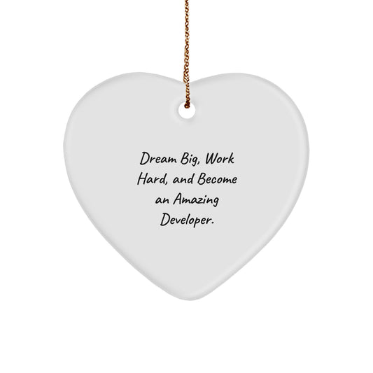 Developer Heart Ornament Gifts from Friends to Become an Amazing Developer, Dream Big, Work Hard, and Shine Bright this Christmas - Image 1