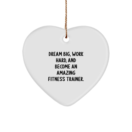 Funny Fitness Trainer Heart Ornament Gifts from Men, Women, Friends, Coworkers, Family - 'Dream Big, Work Hard' Christmas Unique Gifts for Fitness Trainers, Men, Women, Friends, Coworkers, Family - Image 1