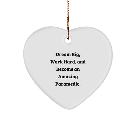 Rescue Worker Gifts from Family - Heart Ornament with Quote 'Dream Big, Work Hard, And Become An Amazing Rescue Worker.' for Christmas - Image 1