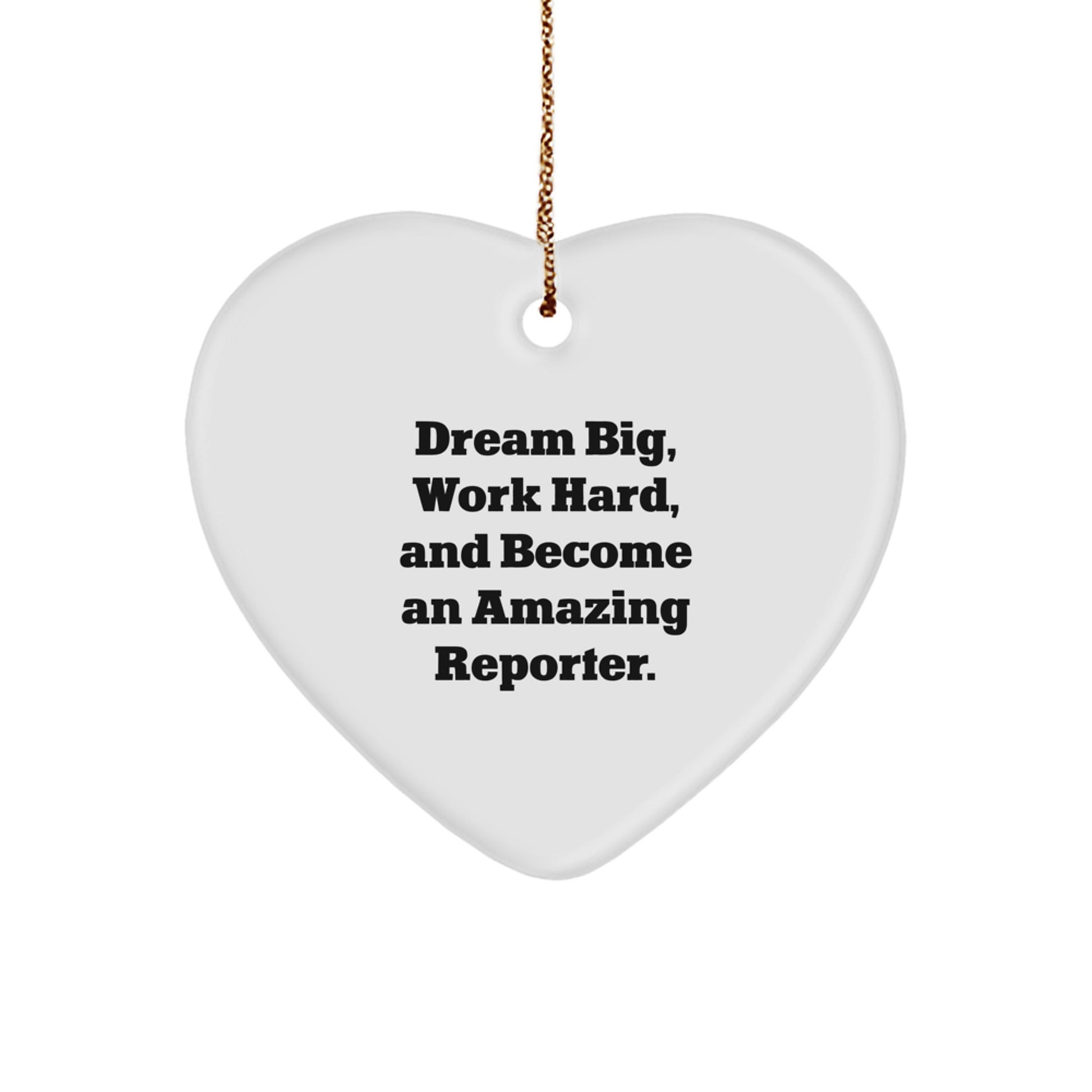 Funny Reporter Heart Ornament Gifts from Men for Christmas Unique Gifts, Dream Big Work Hard Quote, Perfect for Reporter Enthusiasts - Image 1