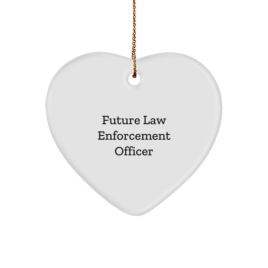 Funny Future Law Enforcement Officer Gifts from Family - Law Enforcement Officer Heart Ornament with Inspirational Quote - Christmas Unique Gifts for Men and Women - Image 1
