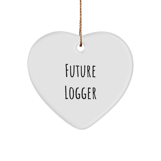 Funny Future Logger Heart Ornament Gifts for Him from Friends, Christmas Unique Gifts for Future Logger Men - Image 1