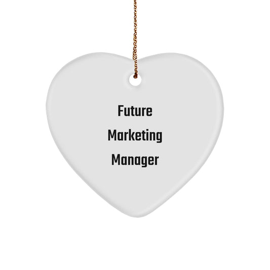 Marketing Manager Gifts, Funny Quote Heart Ornament, Gifts from Friends to Future Marketing Manager, Heart-Shaped, White - Image 1