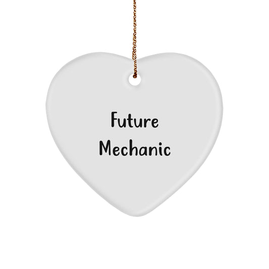 Funny Future Mechanic Heart Ornament Gifts from Family, Funny Future Mechanic Christmas Unique Gifts for Mechanic Friends, Funny Future Mechanic Heart Shaped Decorations - Image 1