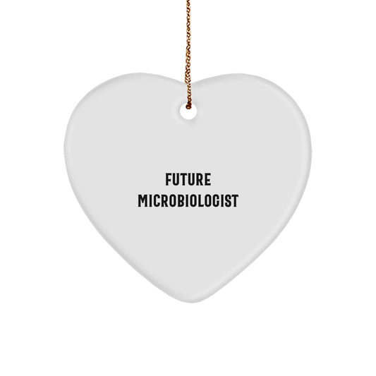 Funny Future Microbiologist Heart Ornament Gifts from Friends, Perfect for Christmas Unique Gifts for Microbiologist, 'Future Microbiologist' Quote, Heart Shaped Ornament, Gifts for Microbiologist - Image 1