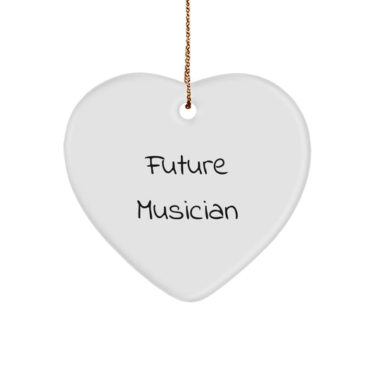 Funny Future Musician Quotes Gifts from Friends for Him Heart Ornament, Musician Heart Shaped Gift for Christmas Unique Gifts - Image 1