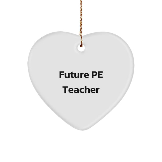 Funny PE Teacher Gifts for Christmas - 'Future PE Teacher' Heart Ornament, Gifts from Friends, Family or Coworkers, for PE Teacher, Unique and Inspirational - Image 1