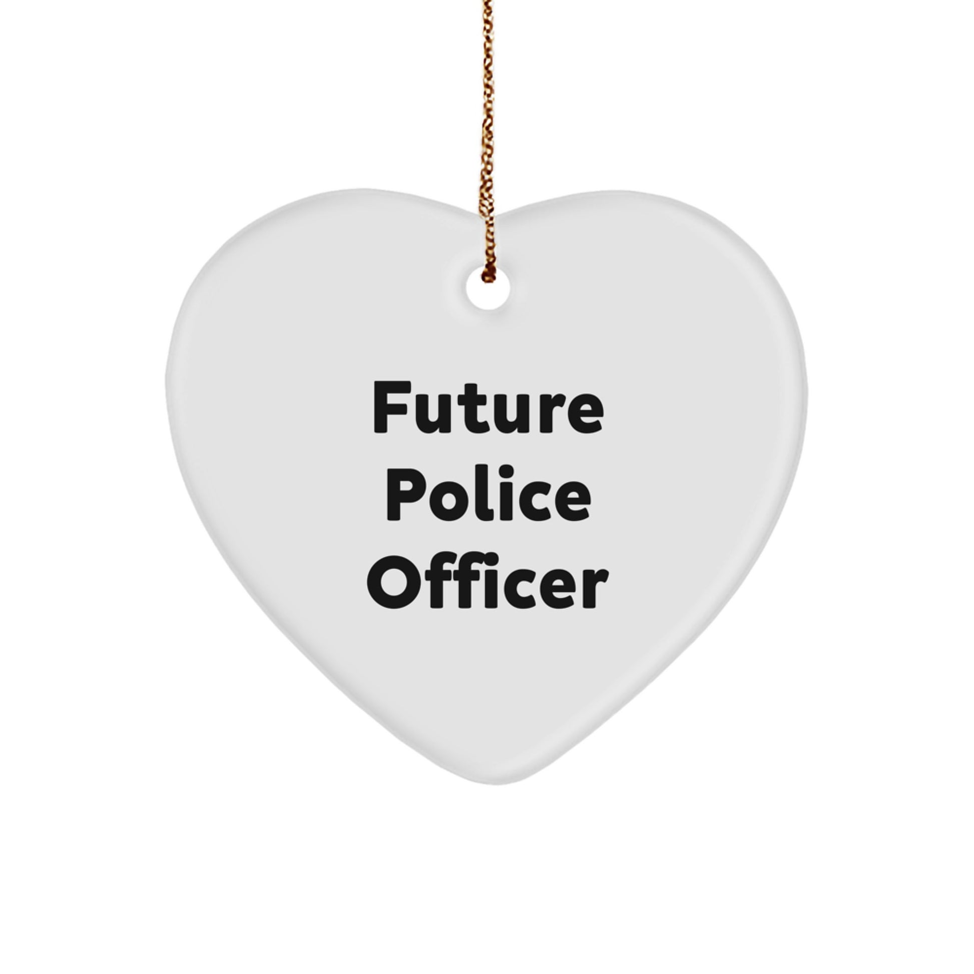 Police Officer Heart Ornament, 'Future Police Officer' Quote, White Color, Heart Shaped, Gifts from Family to Police Officer, Christmas Unique Gifts - Image 1