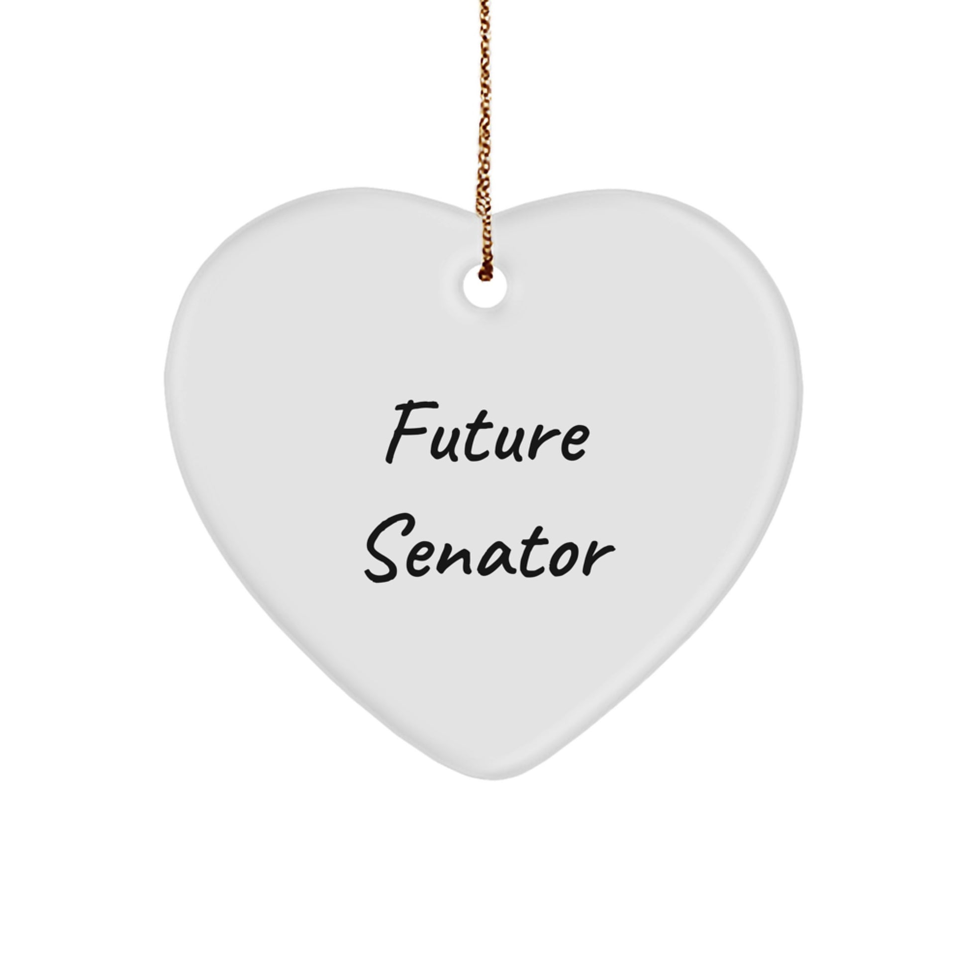 Funny Future Senator Quotes Heart Ornament Gifts from Family to Men, Christmas Unique Gifts for Senator Friends, Senator Heart Shaped Ornament - Image 1