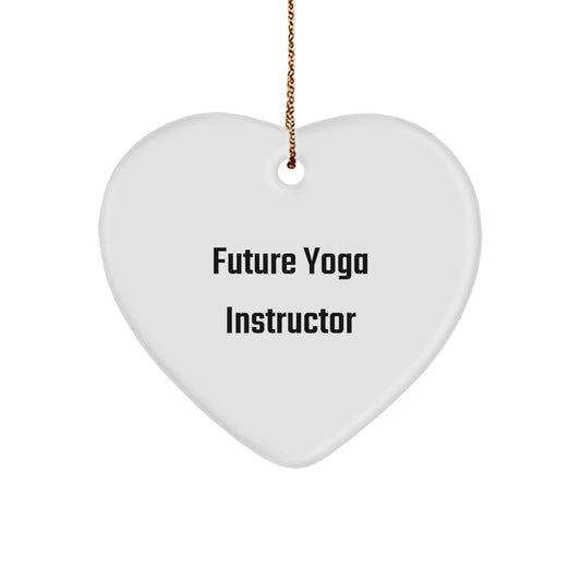 Funny Yoga Instructor Gift for Men from Family - Heart Ornament with 'Future Yoga Instructor' Quote for Christmas - Image 1