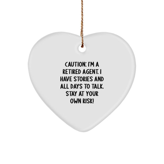 Funny Agent Christmas Unique Gift, Heart Ornament 'I Have Stories And All Days To Talk', Gifts from Family to Agent - Image 1