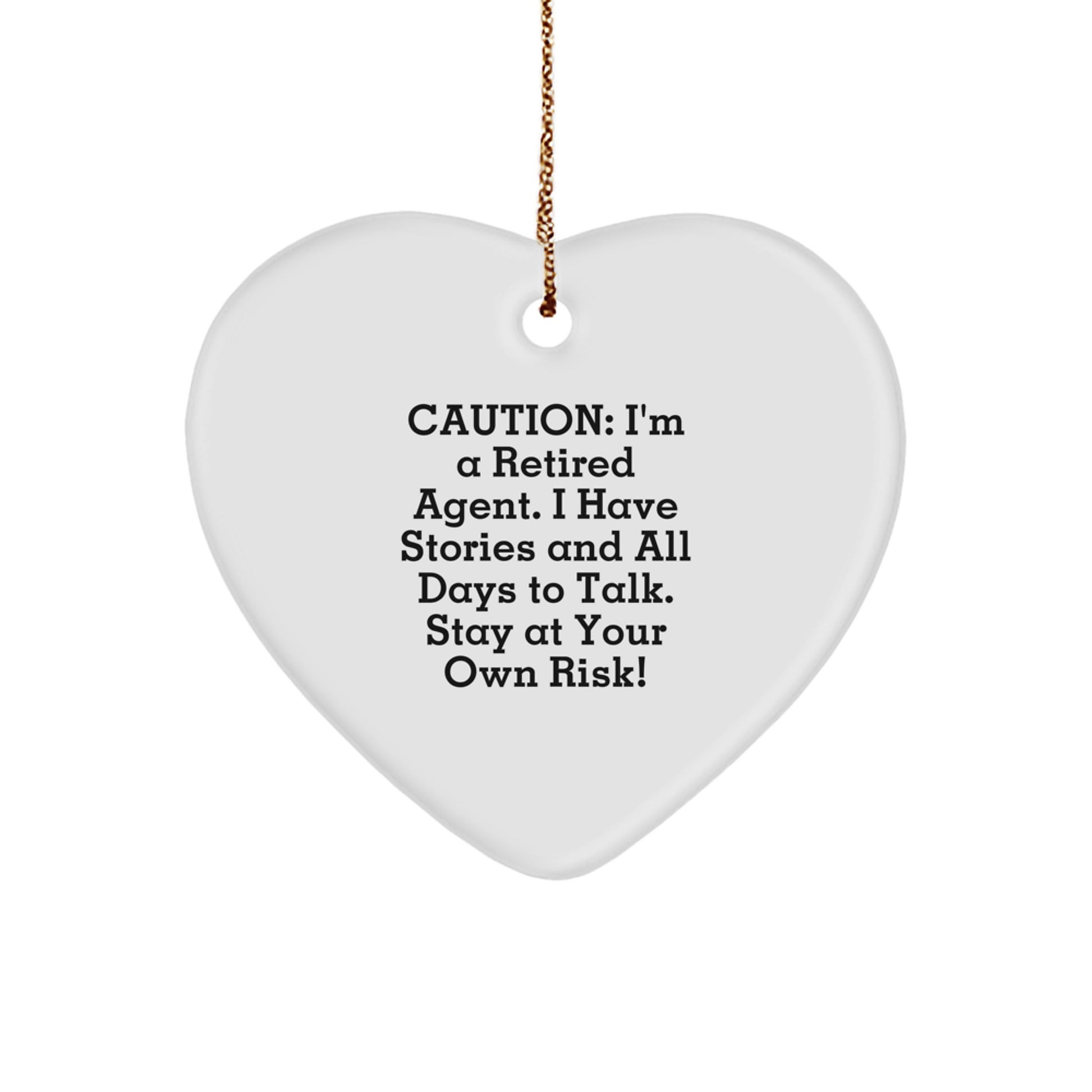 Funny Agent Gifts for Agent, Christmas Unique Heart Ornaments with Caution Quote, Great Agent Heart Ornaments from Friends - Image 1