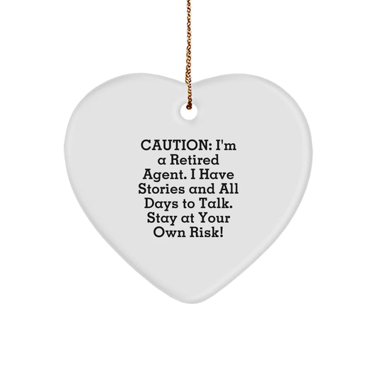 Funny Agent Gifts for Agent, Christmas Unique Heart Ornaments with Caution Quote, Great Agent Heart Ornaments from Friends - Image 1