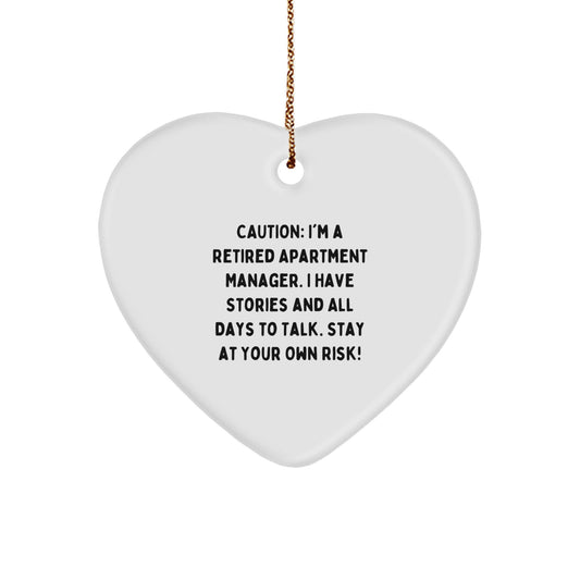 Funny Retirement Gifts for Apartment Managers, Heart Ornament, 'I Have Stories And All Days To Talk' Christmas Unique Gifts from Friends, Coworkers, Family - Image 1