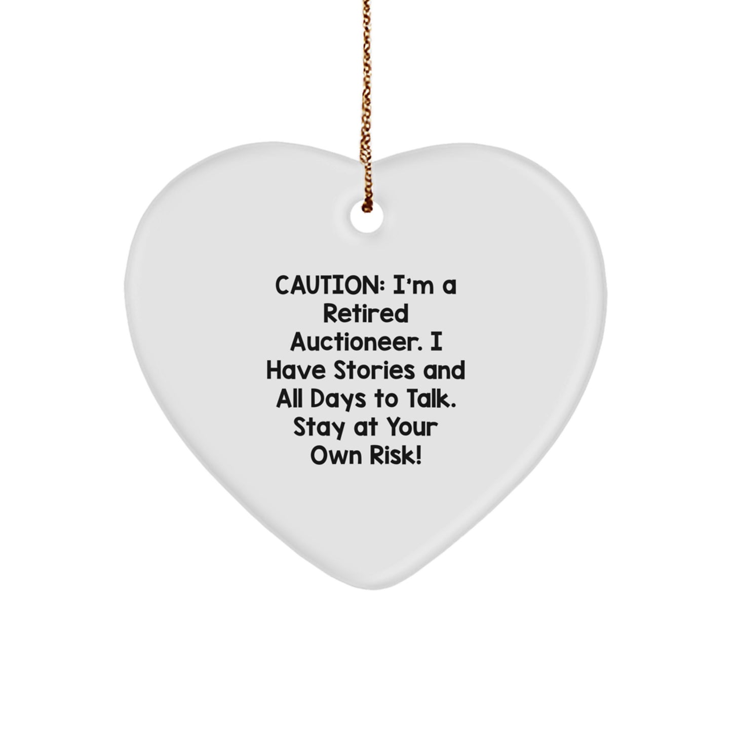 Funny Gift for Retired Auctioneers, Heart Ornament, Gifts from Men to Women, Friends, Coworkers, Family, Christmas Unique Gifts for Auctioneer Friends and Family - Image 1