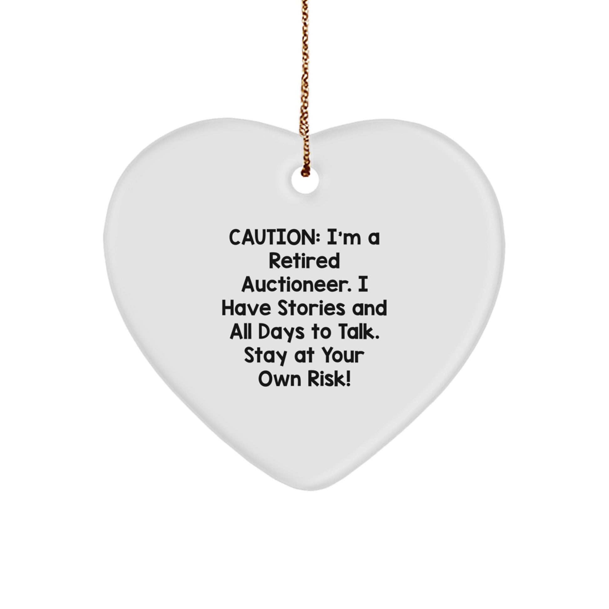 Funny Gift for Retired Auctioneers, Heart Ornament, Gifts from Men to Women, Friends, Coworkers, Family, Christmas Unique Gifts for Auctioneer Friends and Family - Image 1