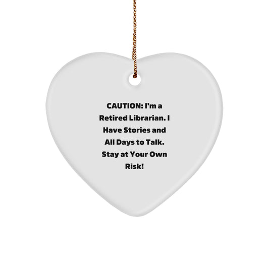 Funny Quotes Librarian Gifts Heart Ornament for Librarian Friends Coworkers, Gifts from Men Women, Christmas Unique Gifts for Librarian Men Women - Image 1