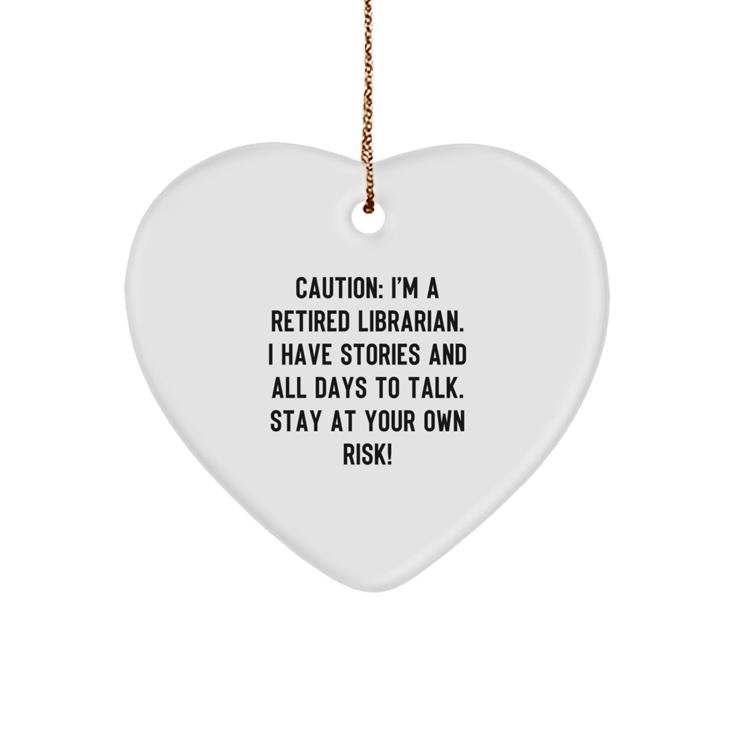 Funny Librarian Gifts from Friends, Heart Ornament for Librarian, Christmas Unique - Image 1