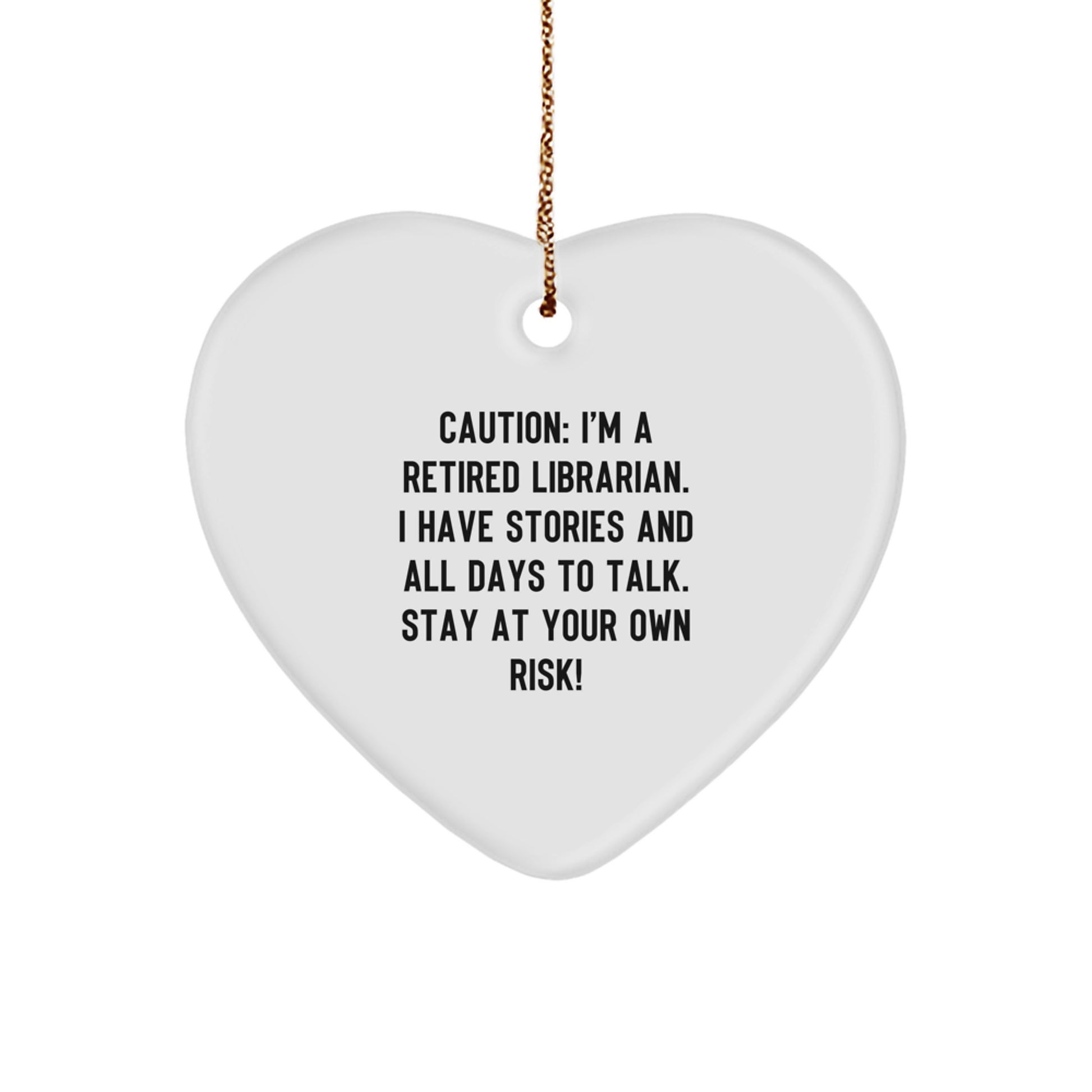 Funny Librarian Gifts from Friends, Heart Ornament for Librarian, Christmas Unique - Image 1