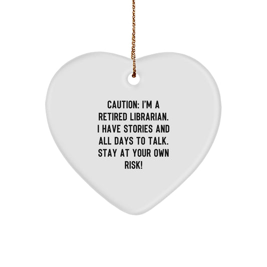 Funny Librarian Gifts from Friends, Heart Ornament for Librarian, Christmas Unique - Image 1