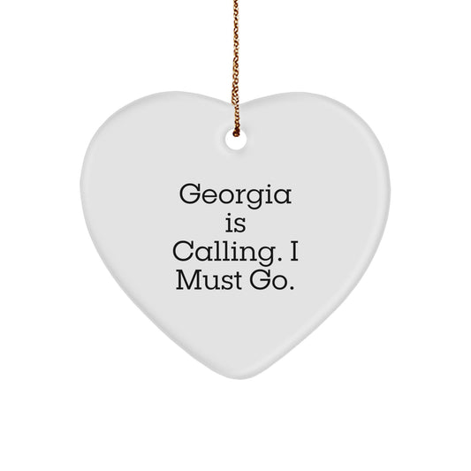 Georgia Heart Ornament, Funny Quote, Gifts from Friends, Heart Shaped Decoration for Georgia, Christmas Unique Gifts - Image 1