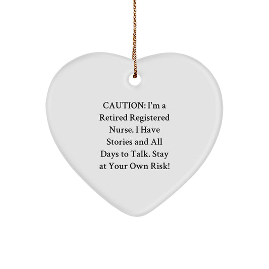 Funny Registered Nurse Gifts from - Heart Ornament with Caution Quote, Unique Christmas Unique Gifts for Registered Nurse, Friends, or Family - Image 1