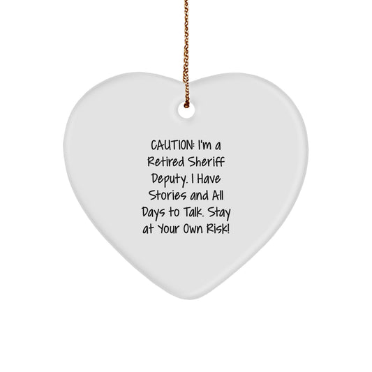 Funny Sheriff Deputy Heart Ornament Gift from Men to Sheriff Deputy Friends for Christmas Unique Gifts - Image 1