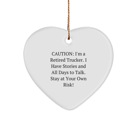Funny Trucker Heart Ornament Gifts from Friends and Family, Stay at Your Own Risk, Christmas Unique Trucker Decorations - Image 1