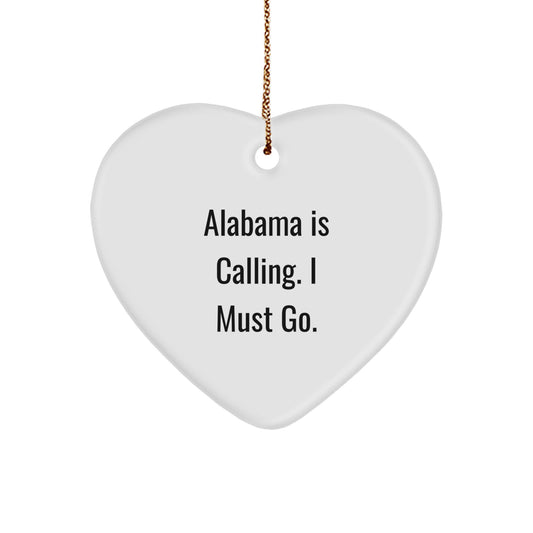 Funny Alabama Gifts from Friends - Alabama Heart Ornament, Christmas Unique Gifts for Alabama Men, Women, Family - Image 1