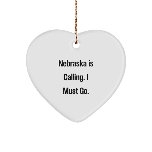 Nebraska Calling Heart Ornament Gifts from Friends and Family for Christmas - Image 1