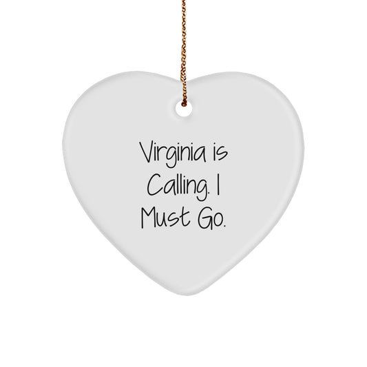 Virginia Gifts from Men to Women - Virginia Is Calling Heart Ornament, Funny Quote, Christmas Unique Gifts for Family, Friends and Coworkers - Image 1